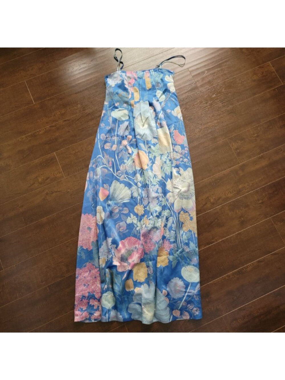 Free People Botanical Maxi Dress Whimsical Boho Chic Garden Fairy Blue Womens XS - Picture 2 of 8